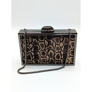 Inge Christopher Purse 4” Bronze Metallic Structured Clutch Snakeskin Pattern